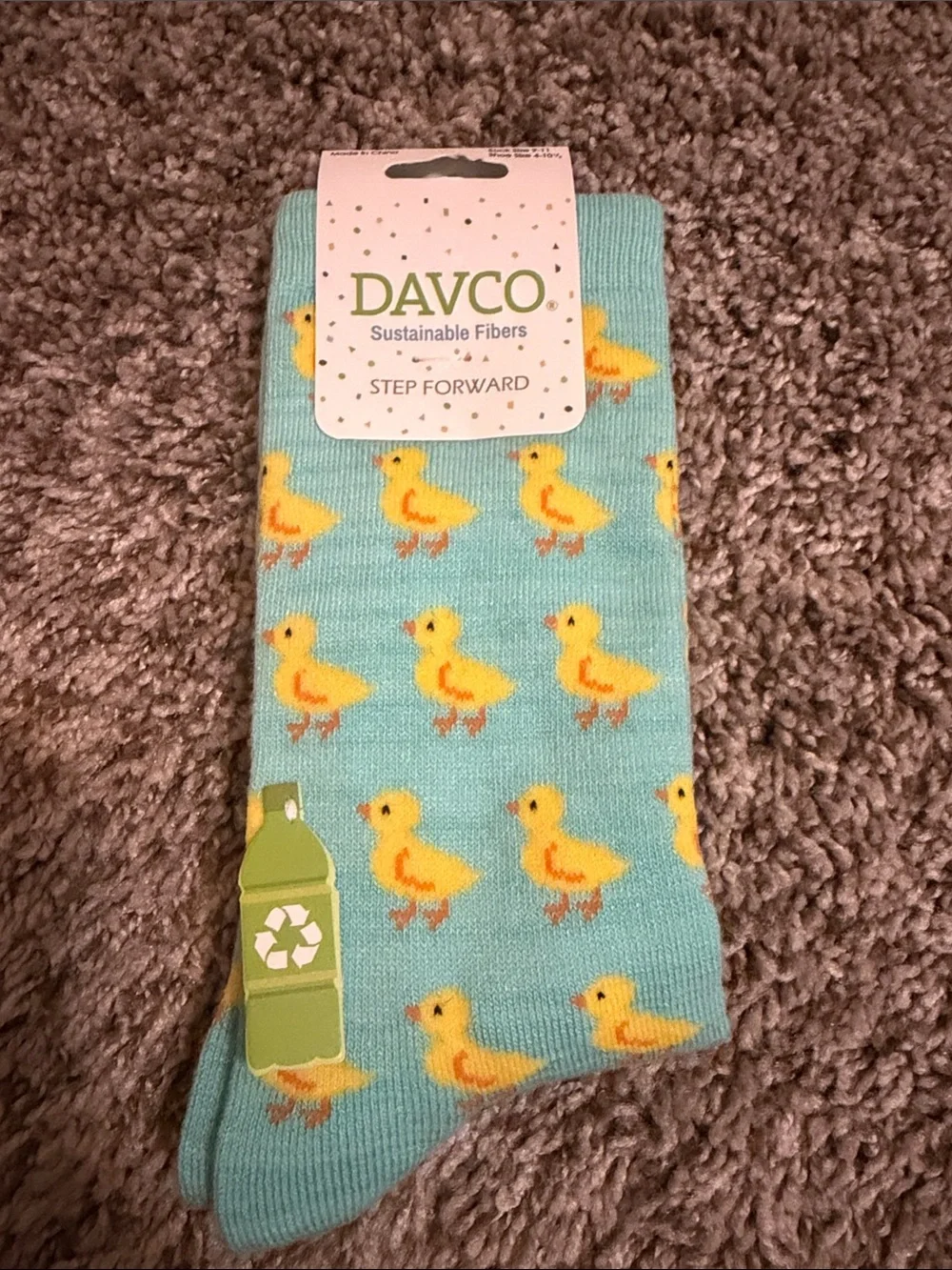 Duck Pattern Aqua Crew Socks